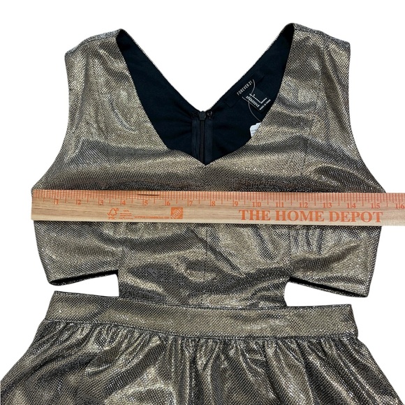 Metallic Gold fit and flare cut out mini party dress - Picture 6 of 6